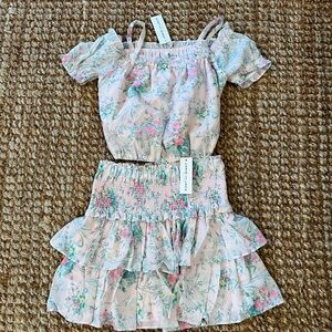 Janie and Jack Floral Two-Piece Set with Ruffle Skirt Size 12 NWT